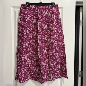 LOFT Magenta Floral A-Line Skirt